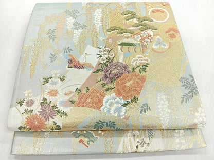 平和屋着物◎六通柄袋帯　蒔絵　金糸　正絹　逸品　CABI4633nb