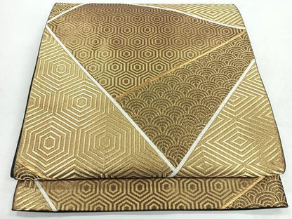 平和屋着物◎六通柄袋帯　光琳錦　切嵌吉祥文　金糸　正絹　逸品　CABI4634nb