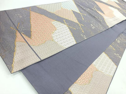 平和屋着物◎六通柄　本袋帯　唐織　立波吉祥文　金糸　正絹　逸品　CABI4635nb