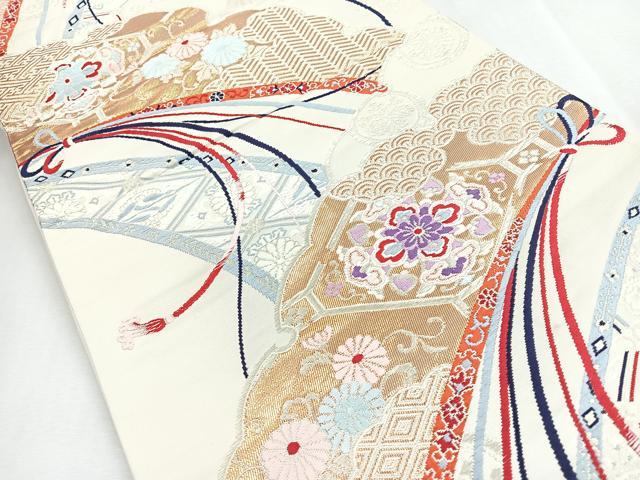平和屋着物◎六通柄袋帯　唐織　草花文　金銀糸　正絹　逸品　CABI4636nb