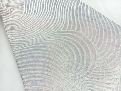 平和屋着物◎佐賀錦　六通柄袋帯　ふくれ織　幾何学文　銀糸　正絹　逸品　CABI4640nb