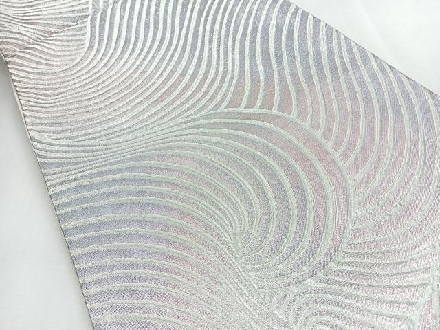 平和屋着物◎佐賀錦　六通柄袋帯　ふくれ織　幾何学文　銀糸　正絹　逸品　CABI4640nb