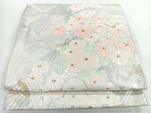平和屋着物◎六通柄袋帯　唐織　籬菊文　金銀糸　正絹　逸品　CABI4654nb