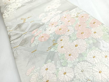 平和屋着物◎六通柄袋帯　唐織　籬菊文　金銀糸　正絹　逸品　CABI4654nb