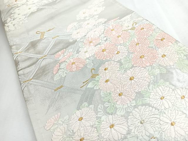平和屋着物◎六通柄袋帯　唐織　籬菊文　金銀糸　正絹　逸品　CABI4654nb