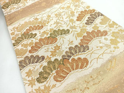 平和屋着物◎六通柄袋帯　松竹梅　金糸　正絹　逸品　CABI4655nb