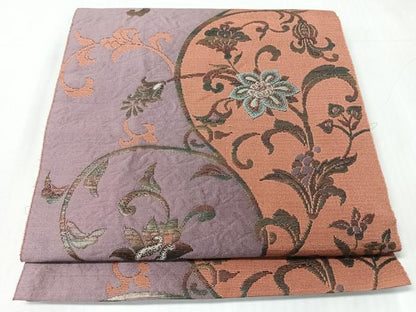 平和屋着物◎八寸名古屋帯　更紗花唐草文　正絹　逸品　CABI4664nb