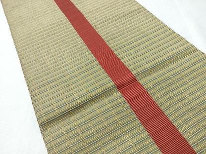 平和屋着物◎八寸名古屋帯　格子柄　一重帯　正絹　逸品　CABI4665nb