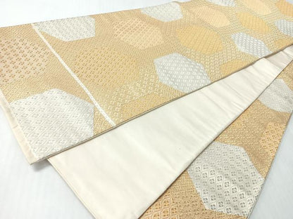 平和屋着物◎六通柄袋帯　亀甲立涌花文　金銀糸　正絹　逸品　CABI4666nb