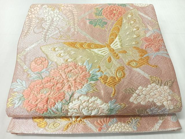 平和屋着物◎六通柄袋帯　唐織　花蝶文　金銀糸　正絹　逸品　CABI4667nb