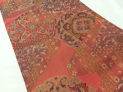 平和屋着物◎六通柄袋帯　草花文　正絹　逸品　未使用　CABI4672nb
