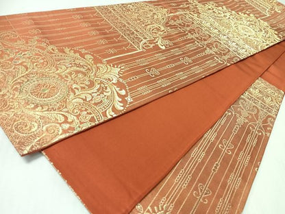 平和屋着物◎六通柄袋帯　唐織　花唐草文　金糸　正絹　逸品　CABI4673nb