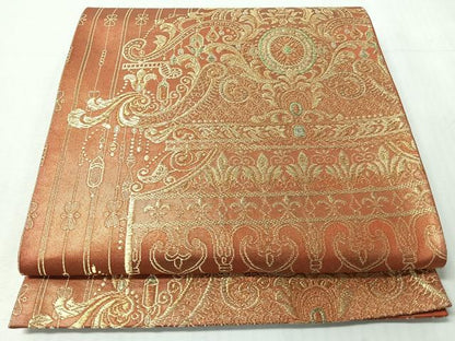 平和屋着物◎六通柄袋帯　唐織　花唐草文　金糸　正絹　逸品　CABI4673nb