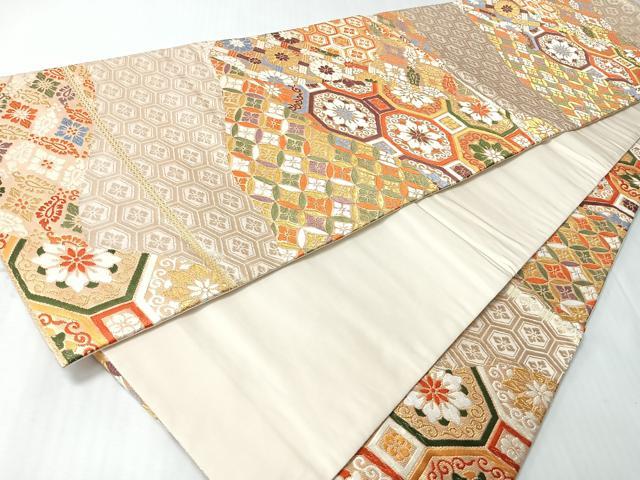 平和屋着物◎六通柄袋帯　唐織　吉祥更紗花文　引箔錦　金糸　正絹　逸品　CABI4679nb