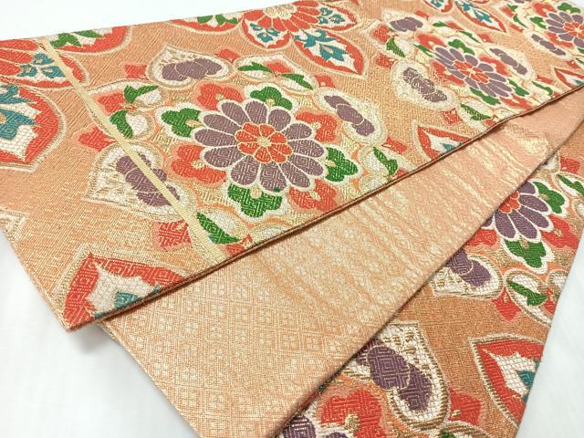 平和屋着物◎佐賀錦　六通柄袋帯　更紗花文　金糸　正絹　逸品　CABI4683nb