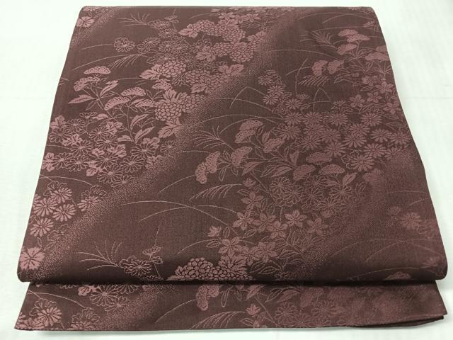 平和屋着物◎六通柄袋帯　九百絞織　綾錦　草花文　正絹　逸品　CABI4687nb