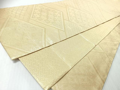 平和屋着物◎佐賀錦　全通柄袋帯　菱吉祥文　金糸　正絹　逸品　CABI4689nb