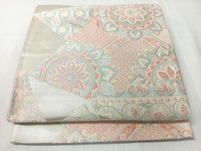 平和屋着物◎六通柄袋帯　唐織　切嵌更紗花唐草文　銀糸　正絹　逸品　CABI4690nb