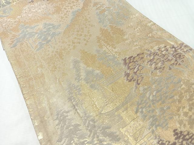平和屋着物◎六通柄袋帯　樹林風景文　金糸　正絹　逸品　CABI4696nb