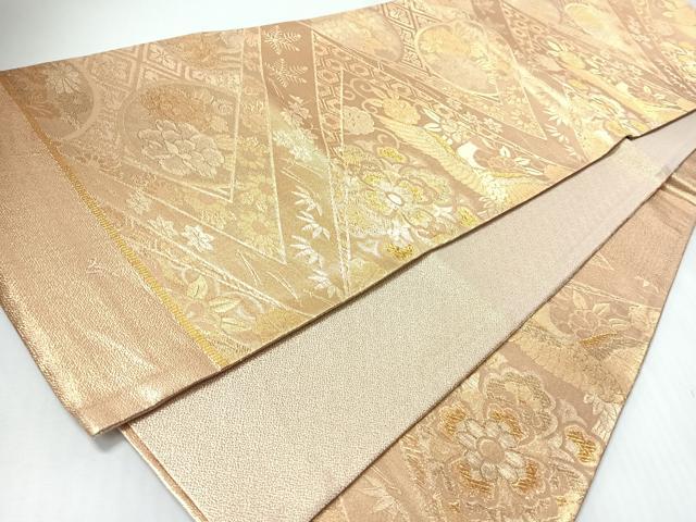 平和屋着物◎六通柄袋帯　花鳥文　金糸　正絹　逸品　未使用　CABI4702nb