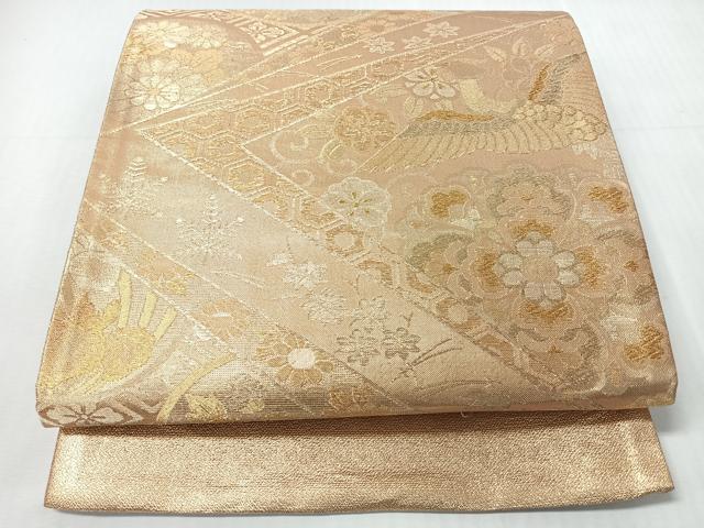 平和屋着物◎六通柄袋帯　花鳥文　金糸　正絹　逸品　未使用　CABI4702nb