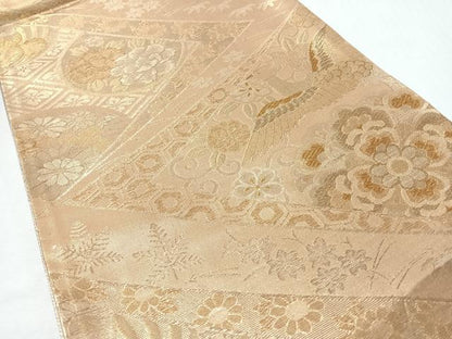 平和屋着物◎六通柄袋帯　花鳥文　金糸　正絹　逸品　未使用　CABI4702nb