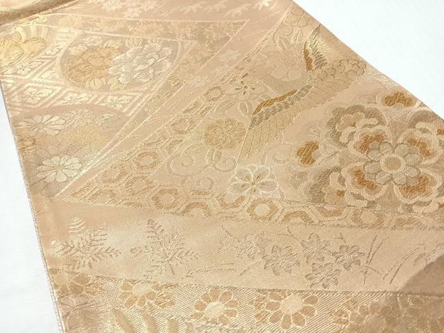平和屋着物◎六通柄袋帯　花鳥文　金糸　正絹　逸品　未使用　CABI4702nb
