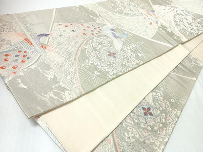 平和屋着物◎六通柄袋帯　唐織　孔雀更紗花文　正絹　逸品　CABI4703nb