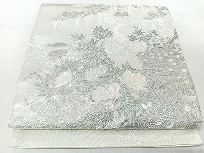 平和屋着物◎六通柄袋帯　唐織　王朝飾花鳥園図　銀糸　正絹　逸品　CABI4712nb
