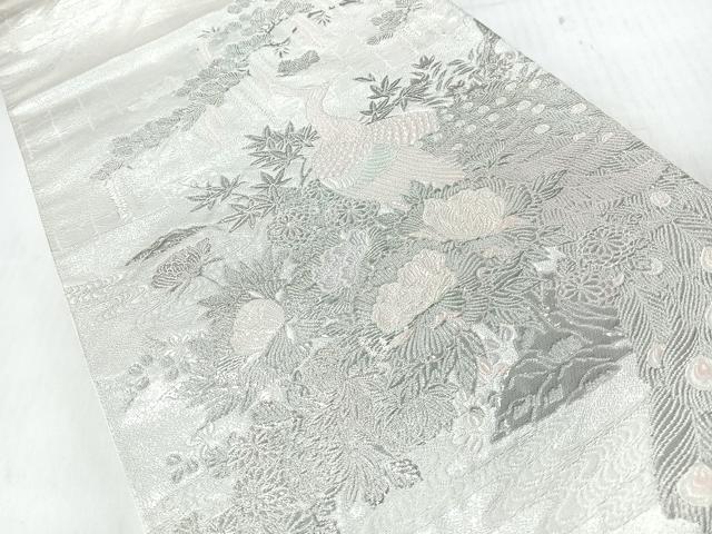 平和屋着物◎六通柄袋帯　唐織　王朝飾花鳥園図　銀糸　正絹　逸品　CABI4712nb