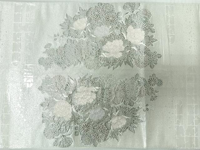 平和屋着物◎六通柄袋帯　唐織　王朝飾花鳥園図　銀糸　正絹　逸品　CABI4712nb
