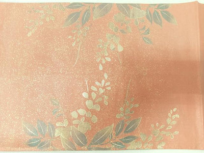 平和屋着物◎太鼓柄袋帯　草花文　金糸　正絹　逸品　CABI4713nb