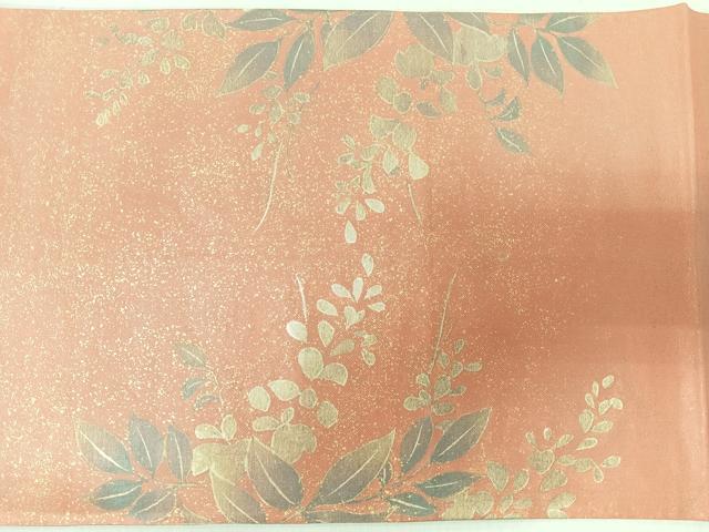 平和屋着物◎太鼓柄袋帯　草花文　金糸　正絹　逸品　CABI4713nb