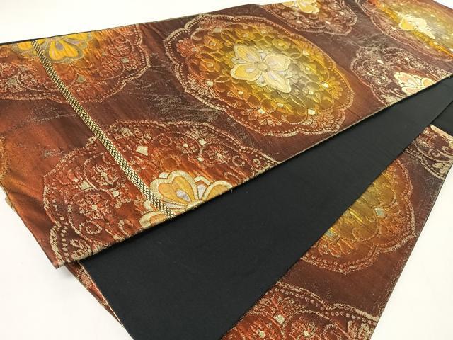 平和屋着物◎六通柄袋帯　ふくれ織　更紗花文　金銀糸　正絹　逸品　CABI4714nb