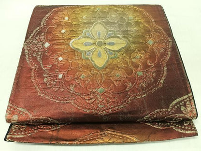 平和屋着物◎六通柄袋帯　ふくれ織　更紗花文　金銀糸　正絹　逸品　CABI4714nb