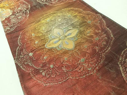 平和屋着物◎六通柄袋帯　ふくれ織　更紗花文　金銀糸　正絹　逸品　CABI4714nb