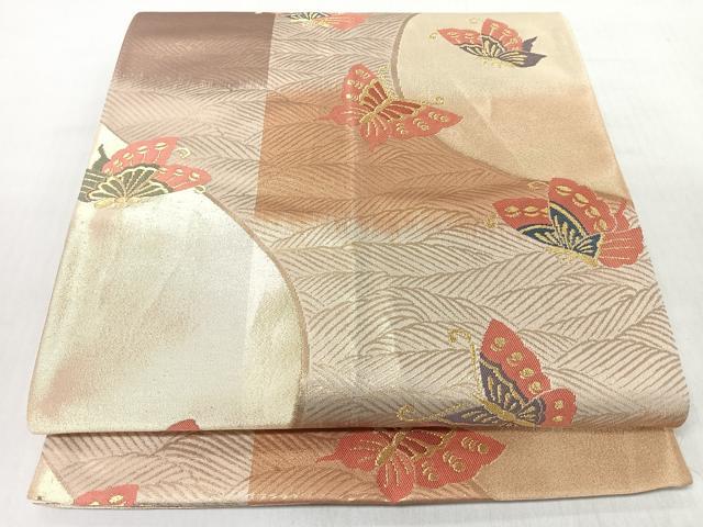 平和屋着物◎六通柄袋帯　流水舞蝶文　金糸　正絹　逸品　CABI4715nb