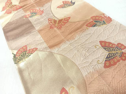 平和屋着物◎六通柄袋帯　流水舞蝶文　金糸　正絹　逸品　CABI4715nb