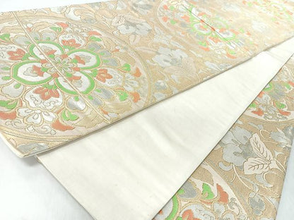 平和屋着物◎六通柄袋帯　更紗花唐草文　金銀糸　正絹　逸品　CABI4716nb