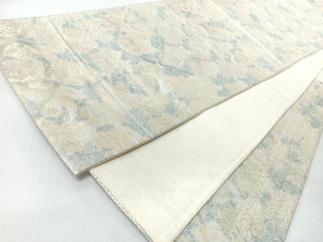 平和屋着物◎六通柄袋帯　更紗花文　銀糸　正絹　逸品　CABI4718nb