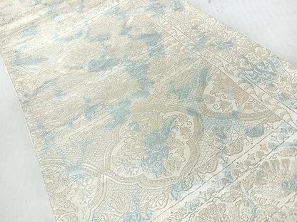 平和屋着物◎六通柄袋帯　更紗花文　銀糸　正絹　逸品　CABI4718nb