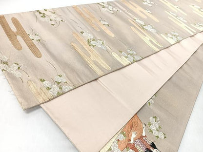 平和屋着物◎六通柄袋帯　人物風景文　金糸　正絹　逸品　CABI4721nb