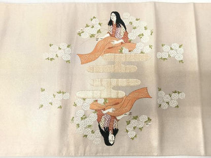 平和屋着物◎六通柄袋帯　人物風景文　金糸　正絹　逸品　CABI4721nb