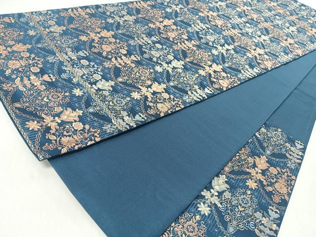 平和屋着物◎六通柄　京袋帯　更紗花文　金糸　正絹　逸品　CABI4723nb