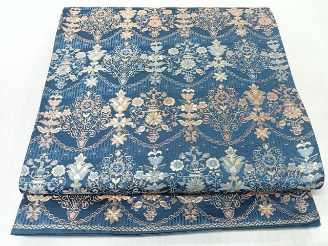 平和屋着物◎六通柄　京袋帯　更紗花文　金糸　正絹　逸品　CABI4723nb