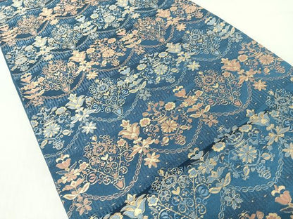 平和屋着物◎六通柄　京袋帯　更紗花文　金糸　正絹　逸品　CABI4723nb