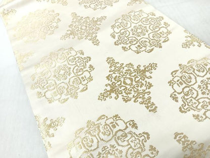平和屋着物◎全通柄　九寸名古屋帯　更紗花文　金糸　正絹　逸品　CABI4728nb
