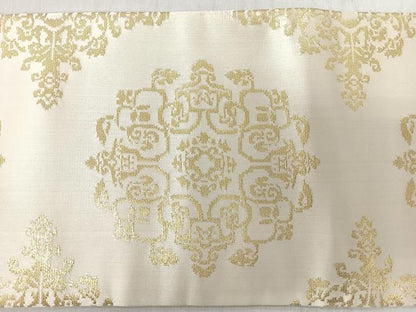 平和屋着物◎全通柄　九寸名古屋帯　更紗花文　金糸　正絹　逸品　CABI4728nb