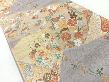 平和屋着物◎六通柄袋帯　唐織　飛鶴松竹梅　金銀糸　正絹　逸品　CABI4729nb