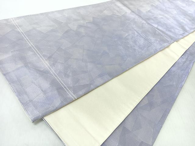 平和屋着物◎六通柄袋帯　幾何学文　銀糸　正絹　逸品　CABI4730nb